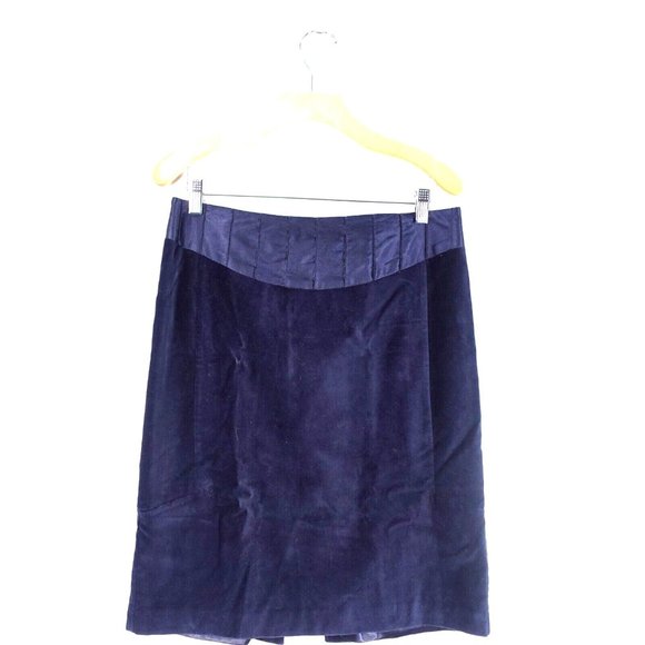Velvet‎ Skirt Large Blue Mini Pencil Navy Velour Slit Stretch Office CLUB MONACO - Picture 1 of 9
